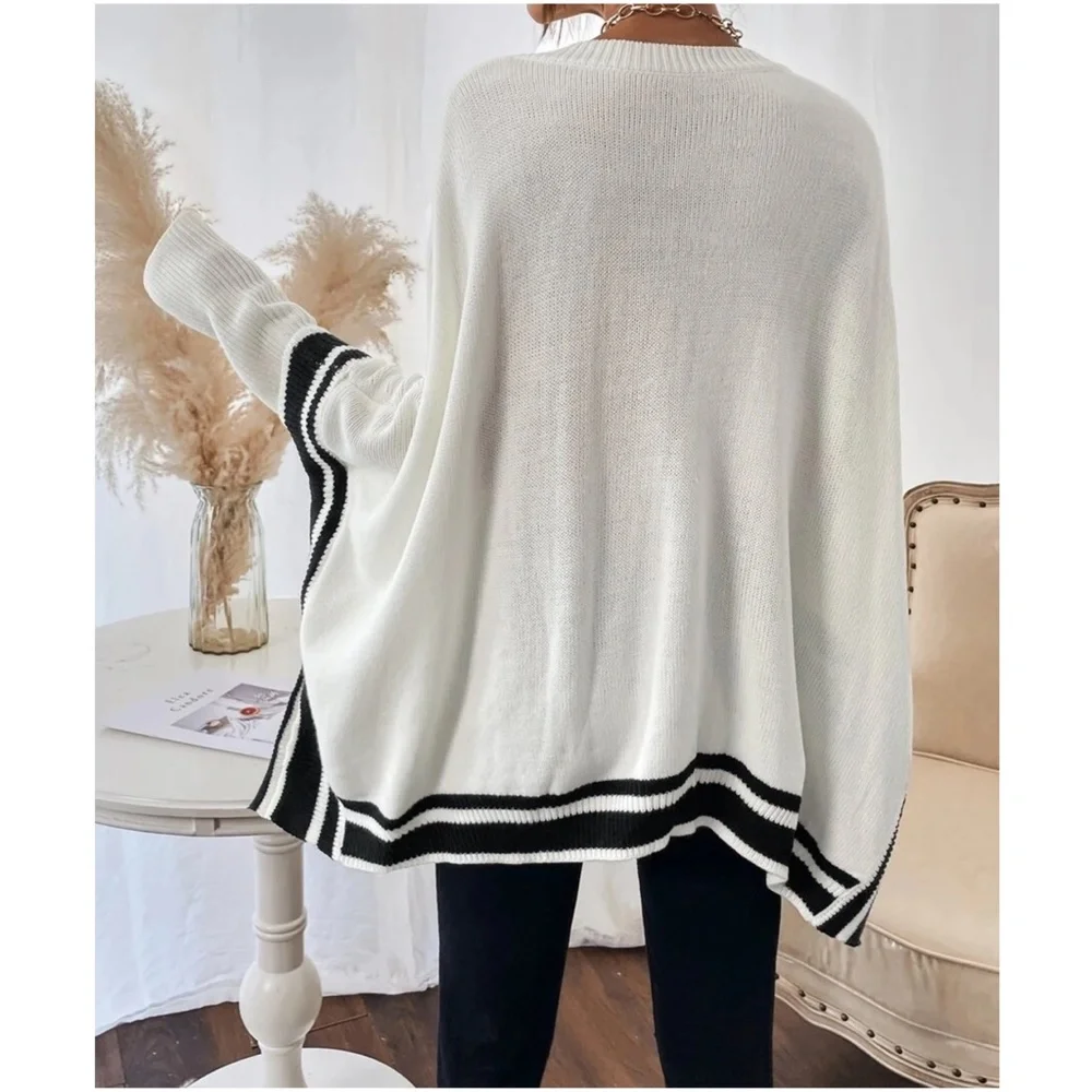 Cozy V neck Dolman Sleeve Sweater Top - Picture 2 of 4